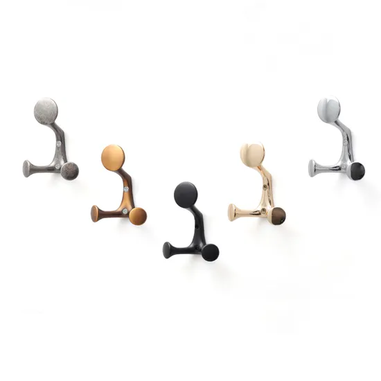 Oukali New Fancy Design Decorative Heavy Duty Wall Mounted Zinc Alloy Double Wall Coat Hook Bedroom Bathroom Clothes Hangers